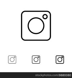 Camera, Instagram, Photo, Social Bold and thin black line icon set