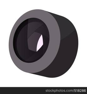 Camera lens icon in cartoon style isolated on white background. Camera lens icon, cartoon style