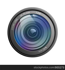 Camera lens isolated on white background vector illustration