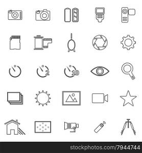 Camera line icons on white background, stock vector