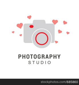 Camera logo design with typography vector