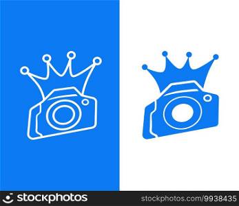 camera logo vector design. digital camera crown illustration.