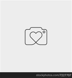Camera Love Heart simple line symbol