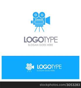 Camera, Movie, Film, Education Blue Logo vector