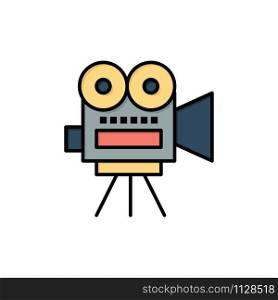 Camera, Movie, Film, Education Flat Color Icon. Vector icon banner Template