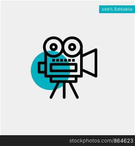 Camera, Movie, Film, Education turquoise highlight circle point Vector icon