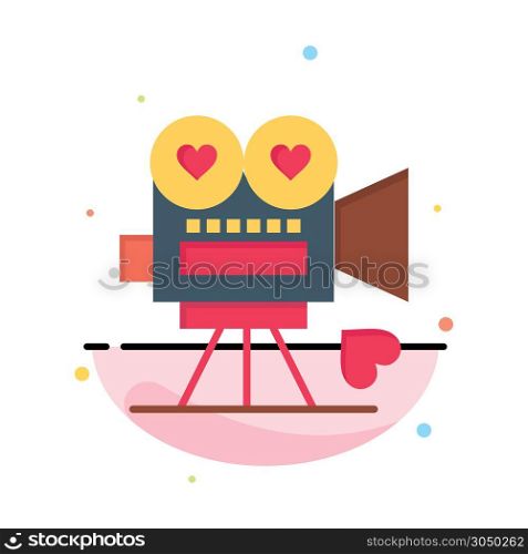 Camera, Movie, Video Camera, Love, Valentine Abstract Flat Color Icon Template