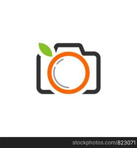 Camera Orange Lemon Icon Logo Template Illustration Design. Vector EPS 10.