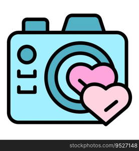 Camera party icon outline vector. Wedding event. Ceremony marriage color flat. Camera party icon vector flat