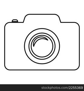 Camera photo contour outline line icon black color vector illustration image thin flat style simple. Camera photo contour outline line icon black color vector illustration image thin flat style