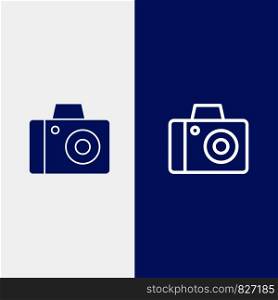 Camera, Photo, Studio Line and Glyph Solid icon Blue banner Line and Glyph Solid icon Blue banner