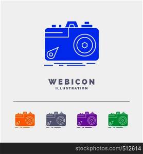 Camera, photography, capture, photo, aperture 5 Color Glyph Web Icon Template isolated on white. Vector illustration. Vector EPS10 Abstract Template background