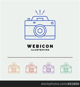Camera, photography, capture, photo, aperture 5 Color Line Web Icon Template isolated on white. Vector illustration. Vector EPS10 Abstract Template background