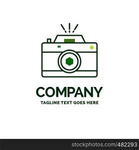 Camera, photography, capture, photo, aperture Flat Business Logo template. Creative Green Brand Name Design.