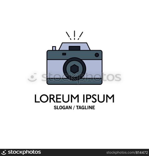 Camera, photography, capture, photo, aperture Flat Color Icon Vector