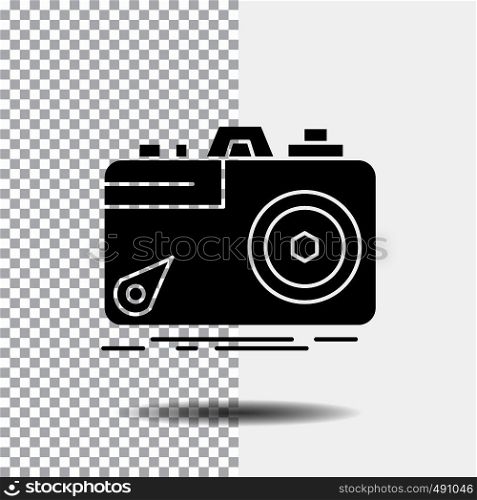 Camera, photography, capture, photo, aperture Glyph Icon on Transparent Background. Black Icon. Vector EPS10 Abstract Template background