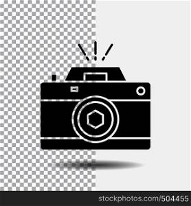Camera, photography, capture, photo, aperture Glyph Icon on Transparent Background. Black Icon. Vector EPS10 Abstract Template background