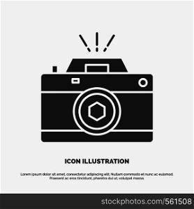 Camera, photography, capture, photo, aperture Icon. glyph vector gray symbol for UI and UX, website or mobile application. Vector EPS10 Abstract Template background