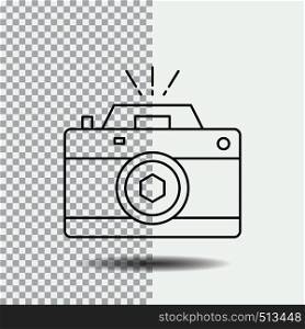 Camera, photography, capture, photo, aperture Line Icon on Transparent Background. Black Icon Vector Illustration. Vector EPS10 Abstract Template background