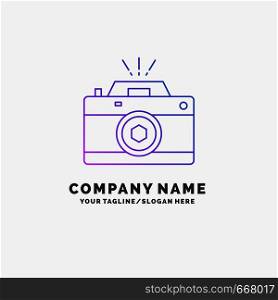 Camera, photography, capture, photo, aperture Purple Business Logo Template. Place for Tagline. Vector EPS10 Abstract Template background