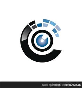 Camera Pixel C Letter Logo template