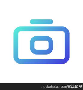 Camera pixel perfect gradient linear ui icon. Making photo. Technology. Messenger feature. Line color user interface symbol. Modern style pictogram. Vector isolated outline illustration. Camera pixel perfect gradient linear ui icon