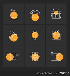 camera , reception , carrot , pear , apple , fruits , technology , nature , health , apple , carrot , flower , compass , honey , pear , strawberry , icon, vector, design, flat, collection, style, creative, icons