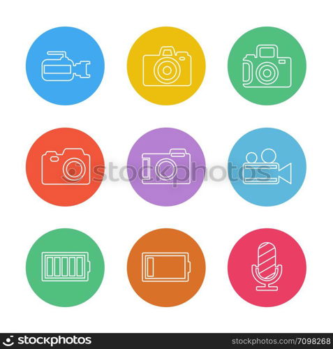 Camera , recorder , capture , click , photography , photograph , image , tv , video , microphone , speaker , icon, vector, design, flat, collection, style, creative, icons