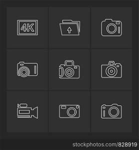 Camera , recorder , capture , click , photography , photograph , image , tv , video , microphone , speaker , icon, vector, design, flat, collection, style, creative, icons