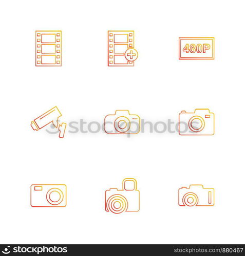 Camera , recorder , capture , click , photography , photograph , image , tv , video , microphone , speaker , icon, vector, design, flat, collection, style, creative, icons