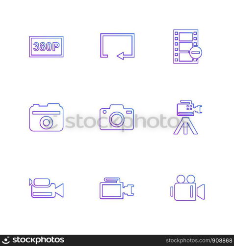 Camera , recorder , capture , click , photography , photograph , image , tv , video , microphone , speaker , icon, vector, design, flat, collection, style, creative, icons