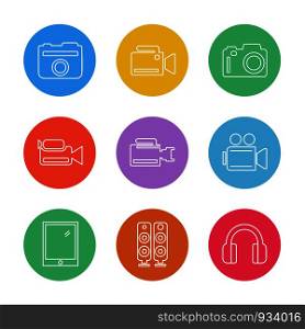 Camera , recorder , capture , click , photography , photograph , image , tv , video , microphone , speaker , icon, vector, design, flat, collection, style, creative, icons