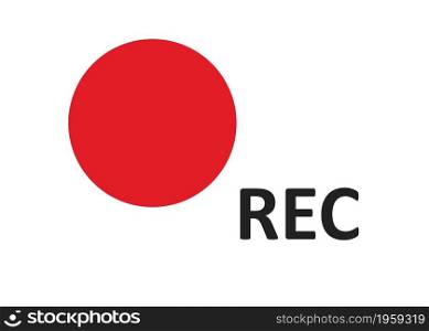 Camera red rec icon. Record video isolated concept in vector flat