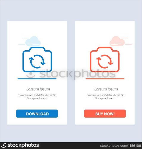 Camera, Refresh, Basic, Ui Blue and Red Download and Buy Now web Widget Card Template