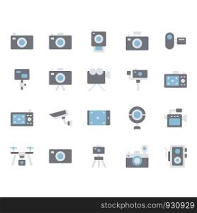 Camera related icon set. Vector illustration
