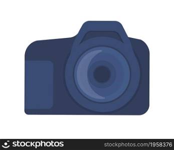 Camera semi flat color vector object. Device for taking photos and videos. Realistic item on white. Photography isolated modern cartoon style illustration for graphic design and animation. Camera semi flat color vector object