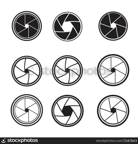 Camera shutter icons set