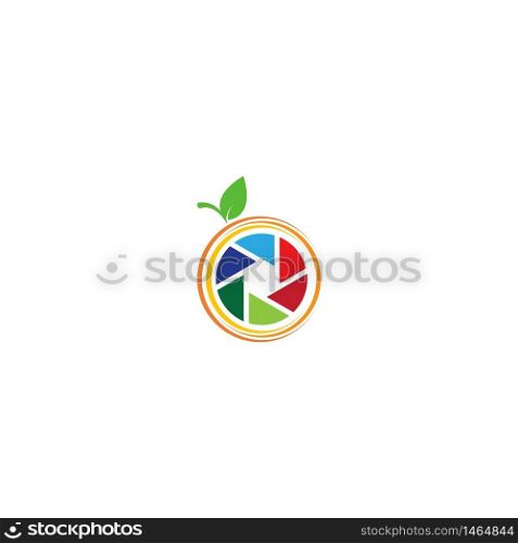 Camera shutter logo orange illustration