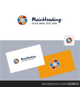 Camera shutter vector logotype with business card template. Elegant corporate identity. - Vector