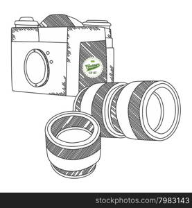camera theme vector graphic art design illustration. camera theme