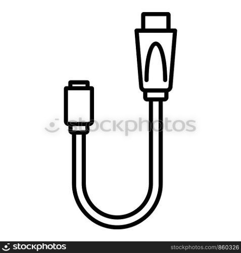 Camera usb cable icon. Outline camera usb cable vector icon for web design isolated on white background. Camera usb cable icon, outline style