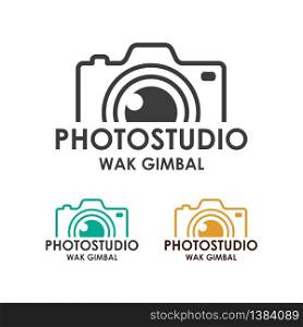 camera vector logo template in trendy flat style