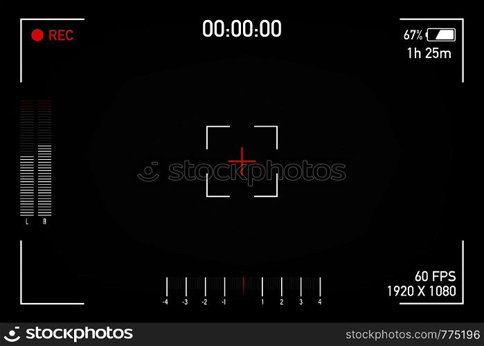 Camera view viewing images. Visual screen focusing. Video recording screen on a transparent background. Vector illustration.. Camera view viewing images. Visual screen focusing. Video recording screen on a transparent background. Vector stock illustration.