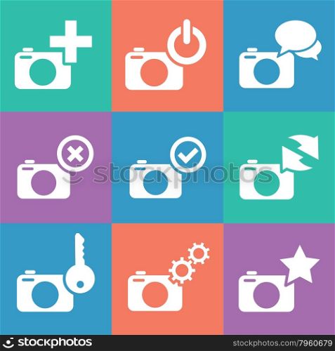 camera web icons set vector illustration