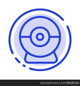Camera, Webcam, Security Blue Dotted Line Line Icon