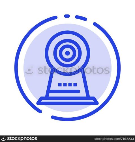 Camera, Webcam, Security, Hotel Blue Dotted Line Line Icon