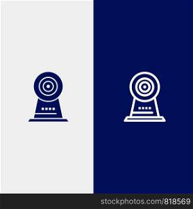 Camera, Webcam, Security, Hotel Line and Glyph Solid icon Blue banner