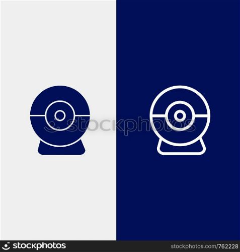 Camera, Webcam, Security Line and Glyph Solid icon Blue banner Line and Glyph Solid icon Blue banner