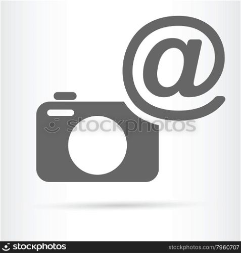 camera with e-mail symbol icon vector illustration