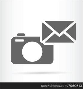 camera with letter symbol web icon as share picture concept vector illustration